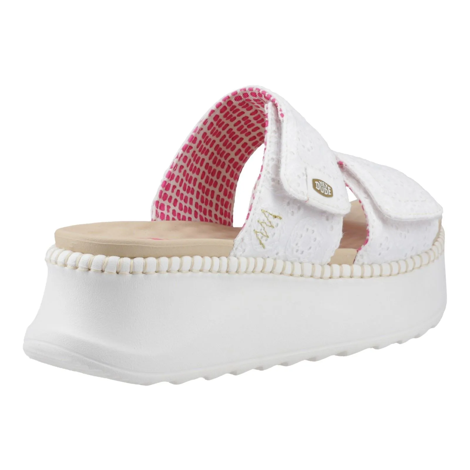 HEYDUDE Delray Slide Eyelet Cotton Women's White Sandals