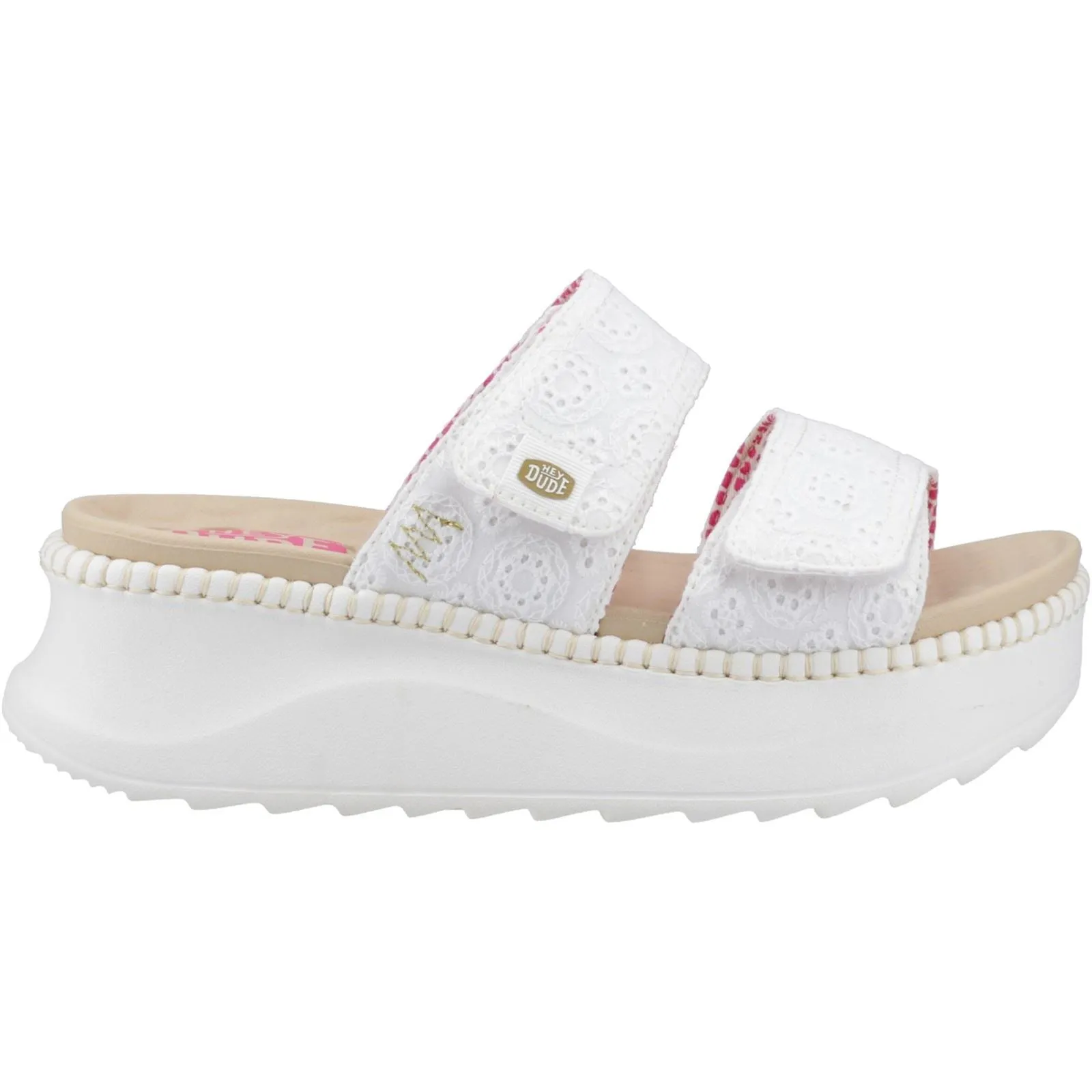 HEYDUDE Delray Slide Eyelet Cotton Women's White Sandals
