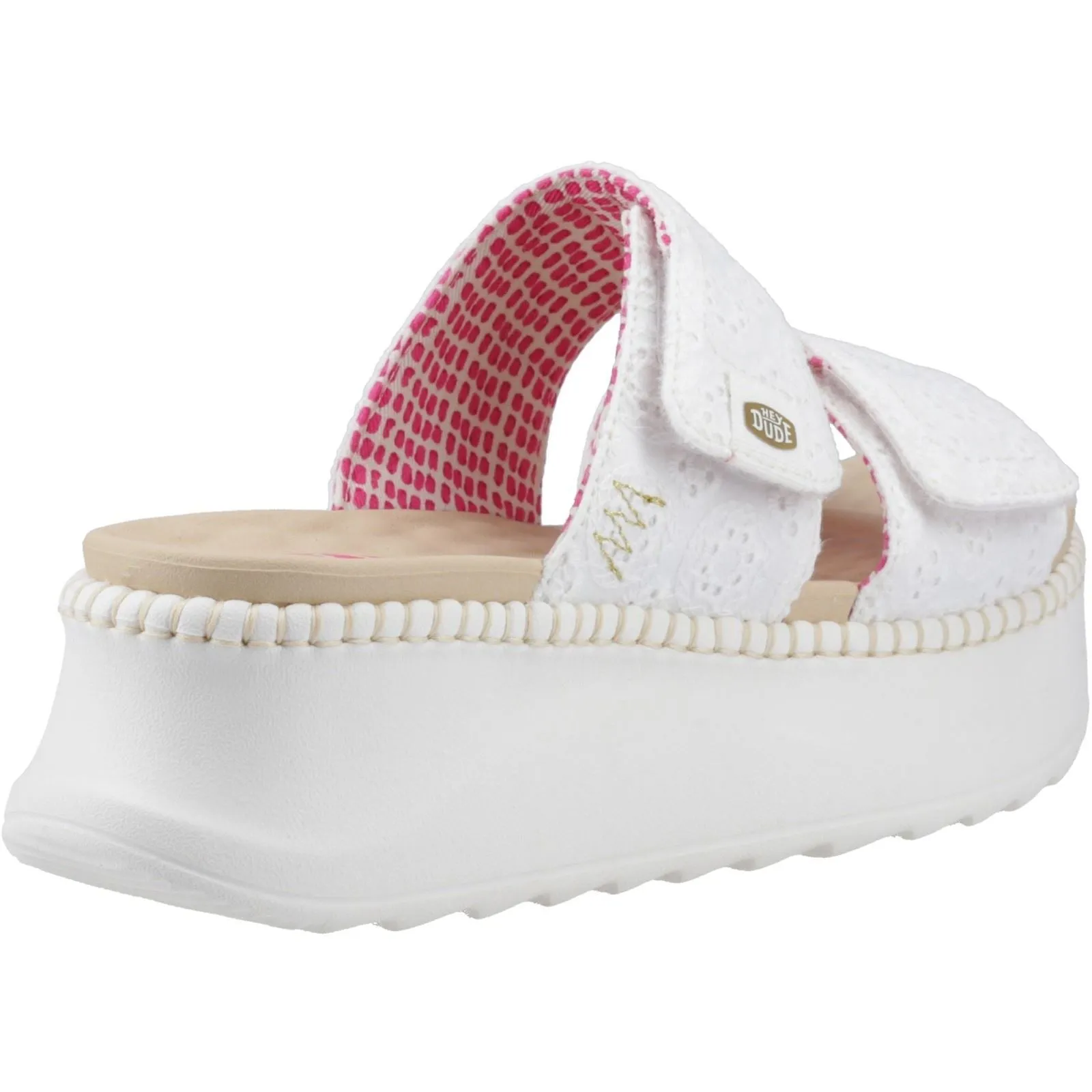 HEYDUDE Delray Slide Eyelet Cotton Women's White Sandals