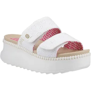 HEYDUDE Delray Slide Eyelet Cotton Women's White Sandals