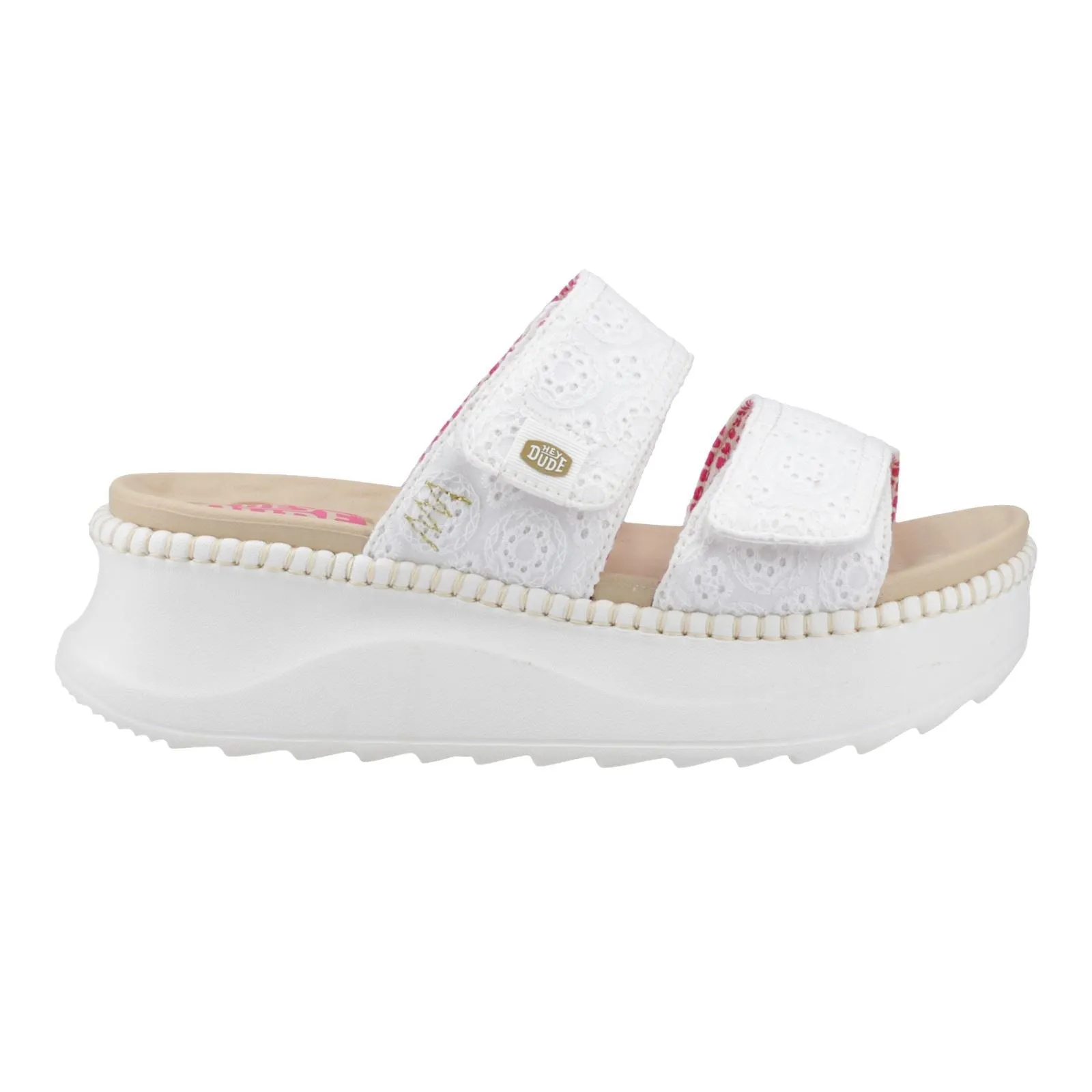 HEYDUDE Delray Slide Eyelet Cotton Women's White Sandals