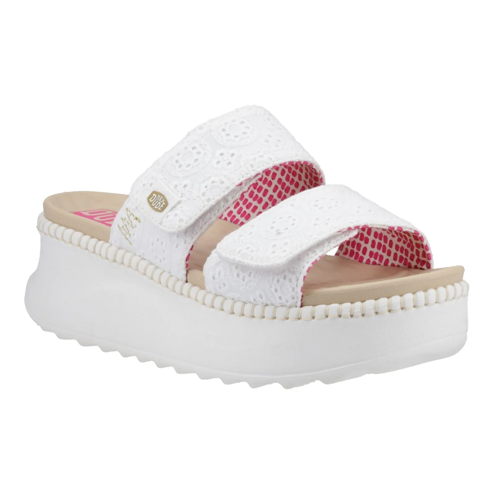 HEYDUDE Delray Slide Eyelet Cotton Women's White Sandals