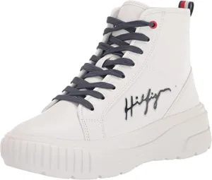High Sneaker Toe Booties Tommy Safe payments Great price drop Top Up Walking Lukas Rounded Hilfiger Lace White
