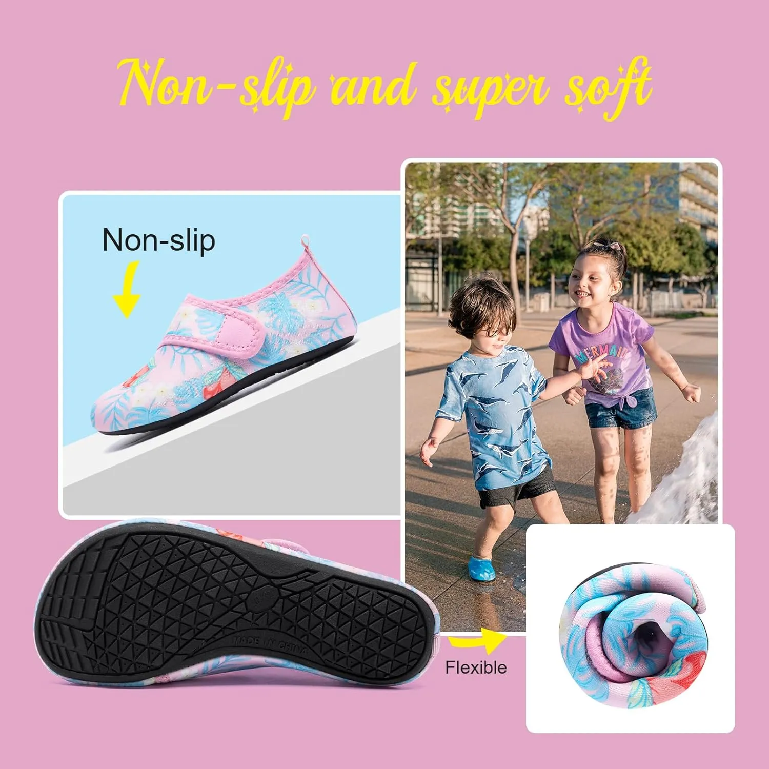HIITAVE Kids Water Shoes Non-Slip Beach Swim Barefoot Quick Dry Aqua Pool Socks for Boys & Girls Toddler