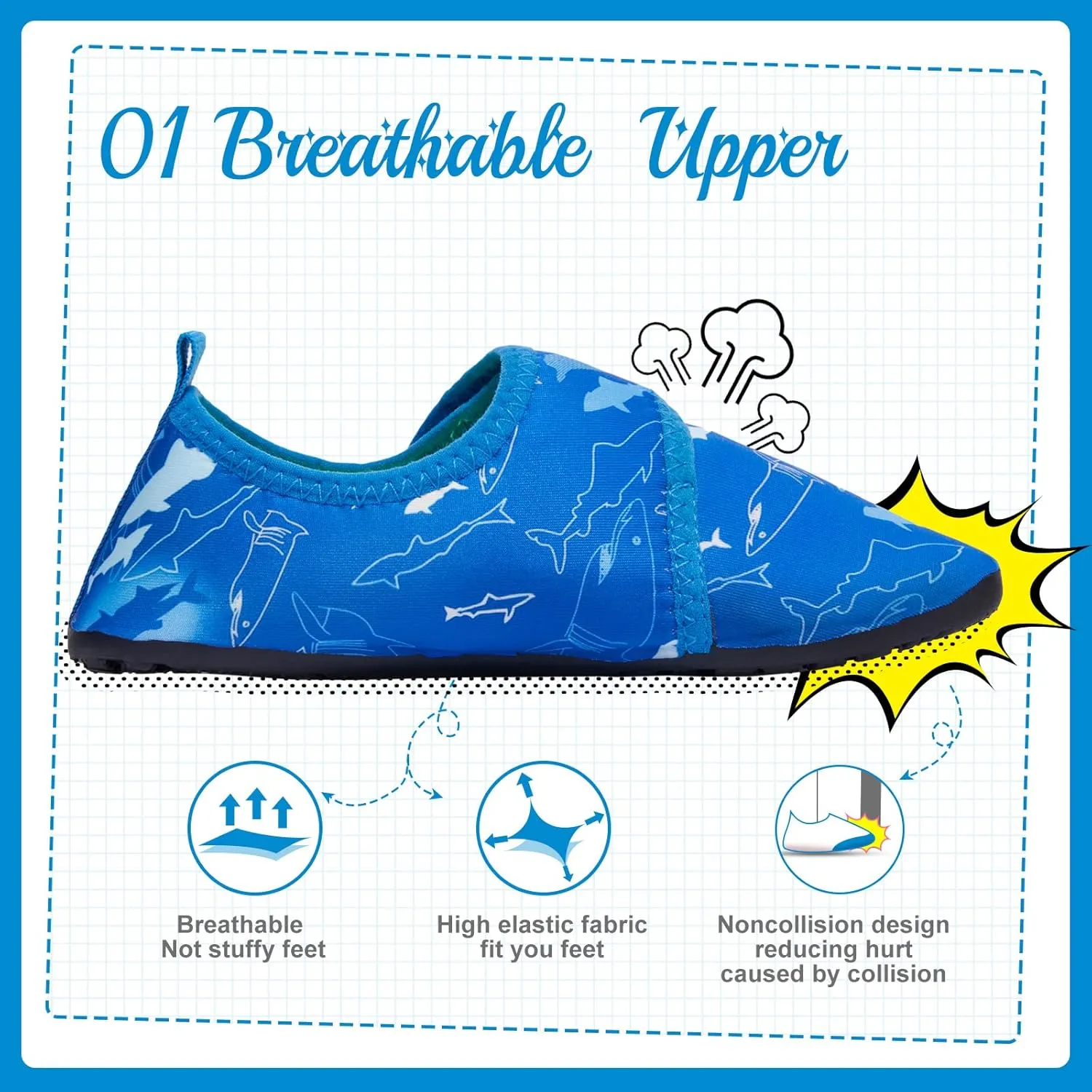 HIITAVE Kids Water Shoes Non-Slip Beach Swim Barefoot Quick Dry Aqua Pool Socks for Boys & Girls Toddler