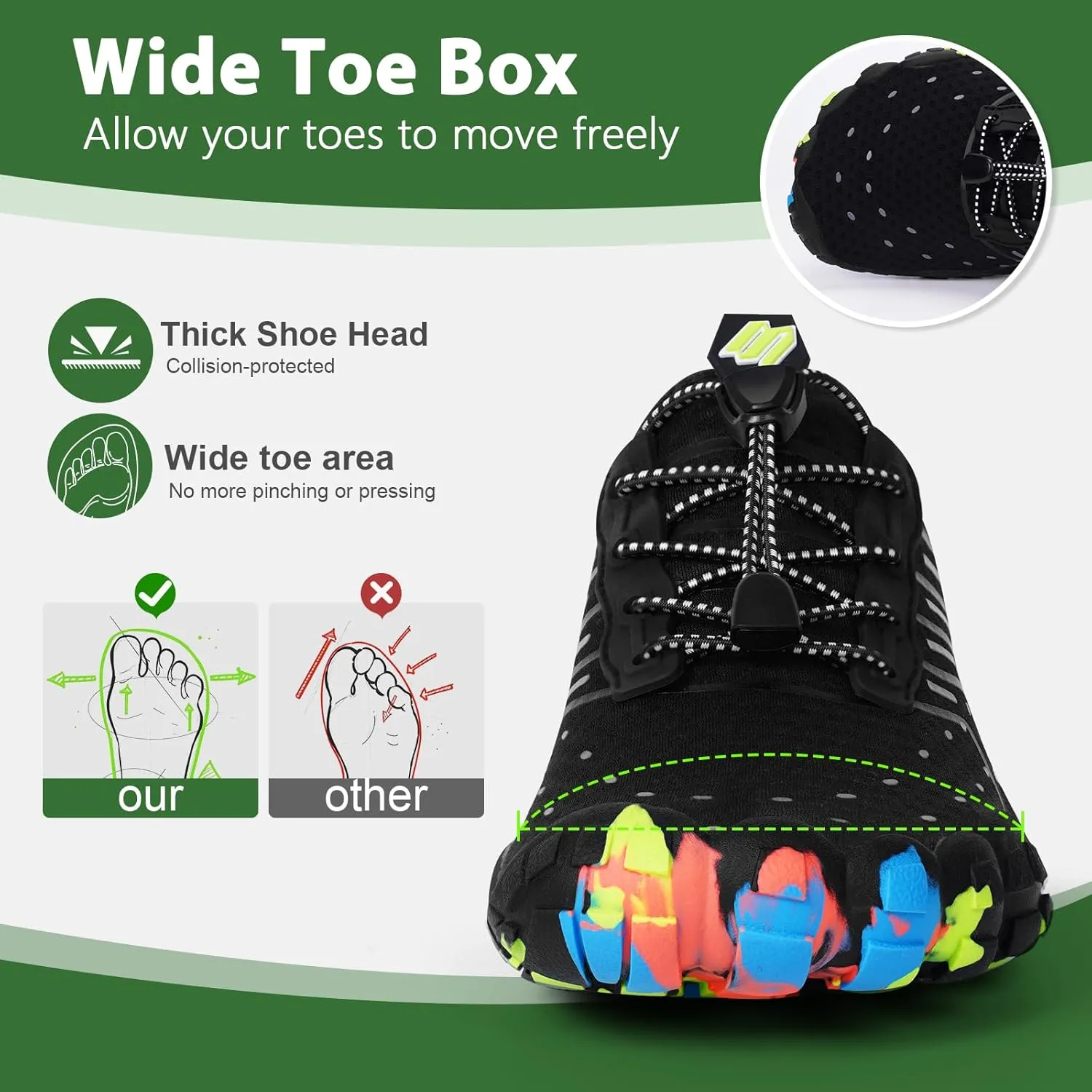 Hike Barefoot Water Shoes Women Men Footwear Wide Toe Quick-Dry Pro Barefoot Swim Beach Breathable Grounding Shoes Non-Slip Aqua Socks Shoe for Pool Walking Kayaking Hiking Surfing