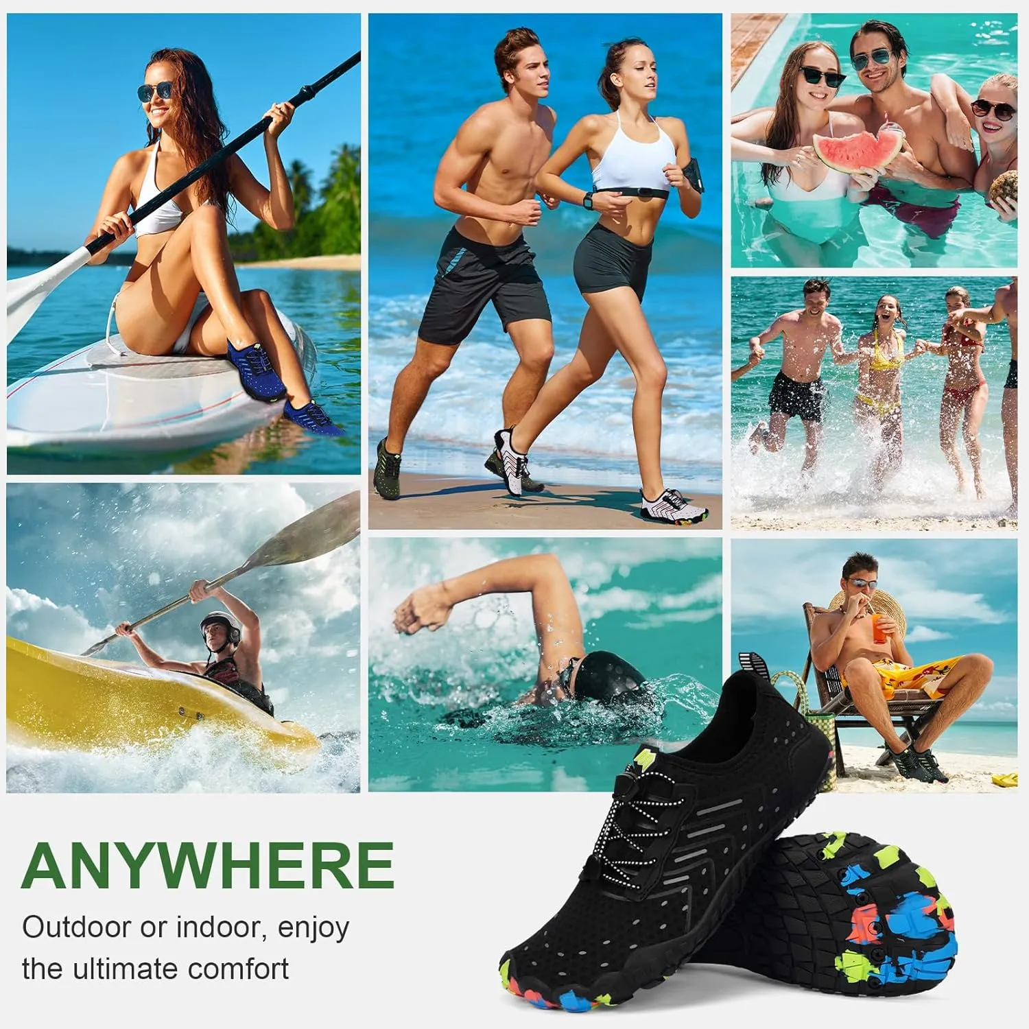 Hike Barefoot Water Shoes Women Men Footwear Wide Toe Quick-Dry Pro Barefoot Swim Beach Breathable Grounding Shoes Non-Slip Aqua Socks Shoe for Pool Walking Kayaking Hiking Surfing