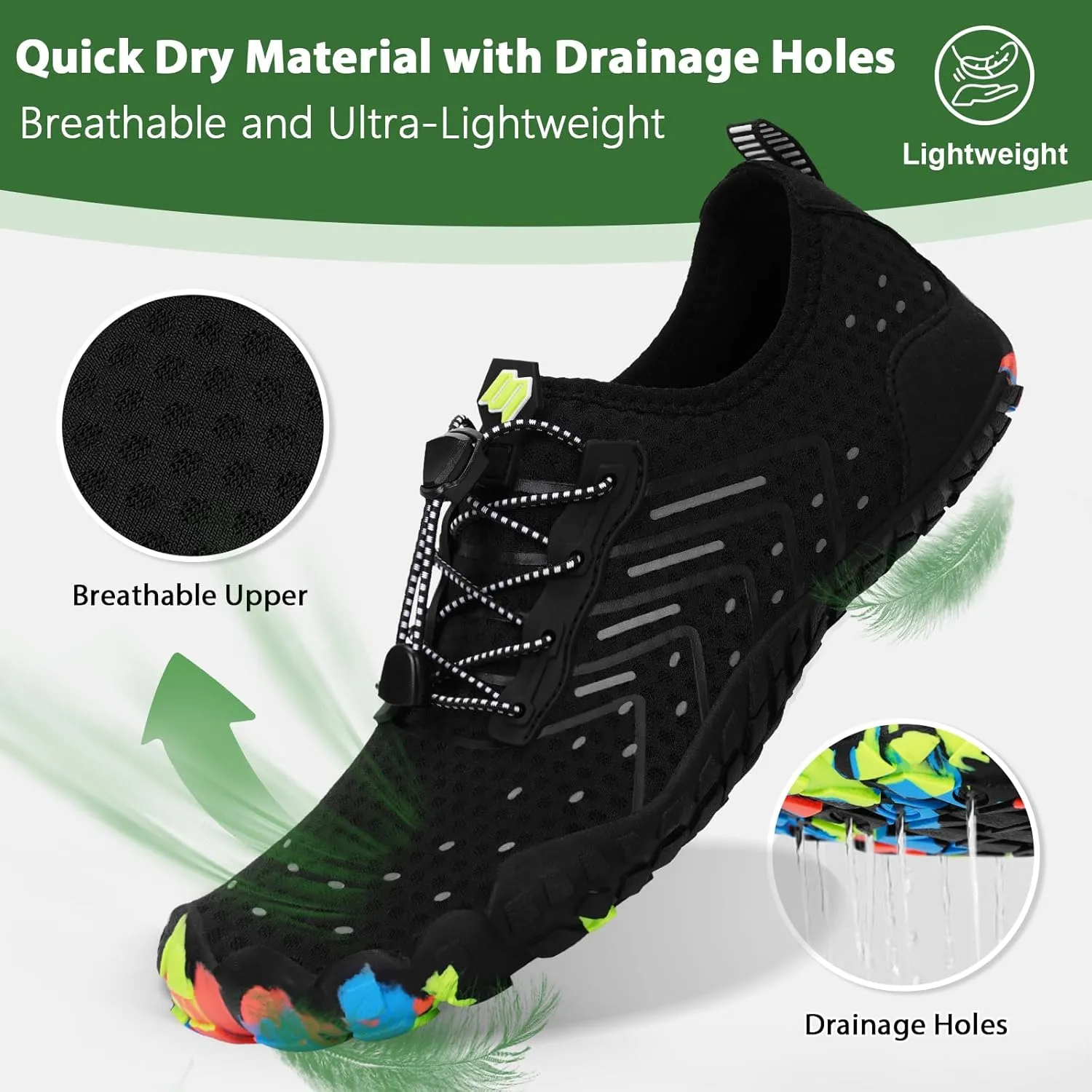 Hike Barefoot Water Shoes Women Men Footwear Wide Toe Quick-Dry Pro Barefoot Swim Beach Breathable Grounding Shoes Non-Slip Aqua Socks Shoe for Pool Walking Kayaking Hiking Surfing