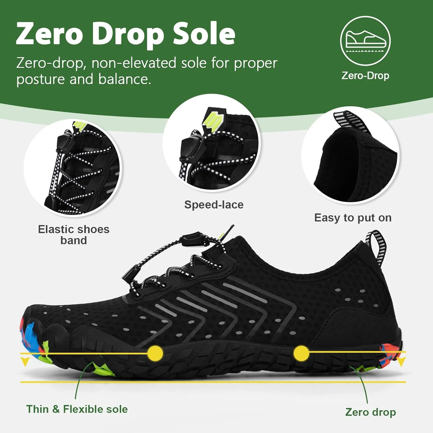 Hike Barefoot Water Shoes Women Men Footwear Wide Toe Quick-Dry Pro Barefoot Swim Beach Breathable Grounding Shoes Non-Slip Aqua Socks Shoe for Pool Walking Kayaking Hiking Surfing