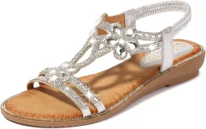 HNGHOU Women's Summer Sandal Shoes Casual Comfortable Open Toe Low Wedge Sandals