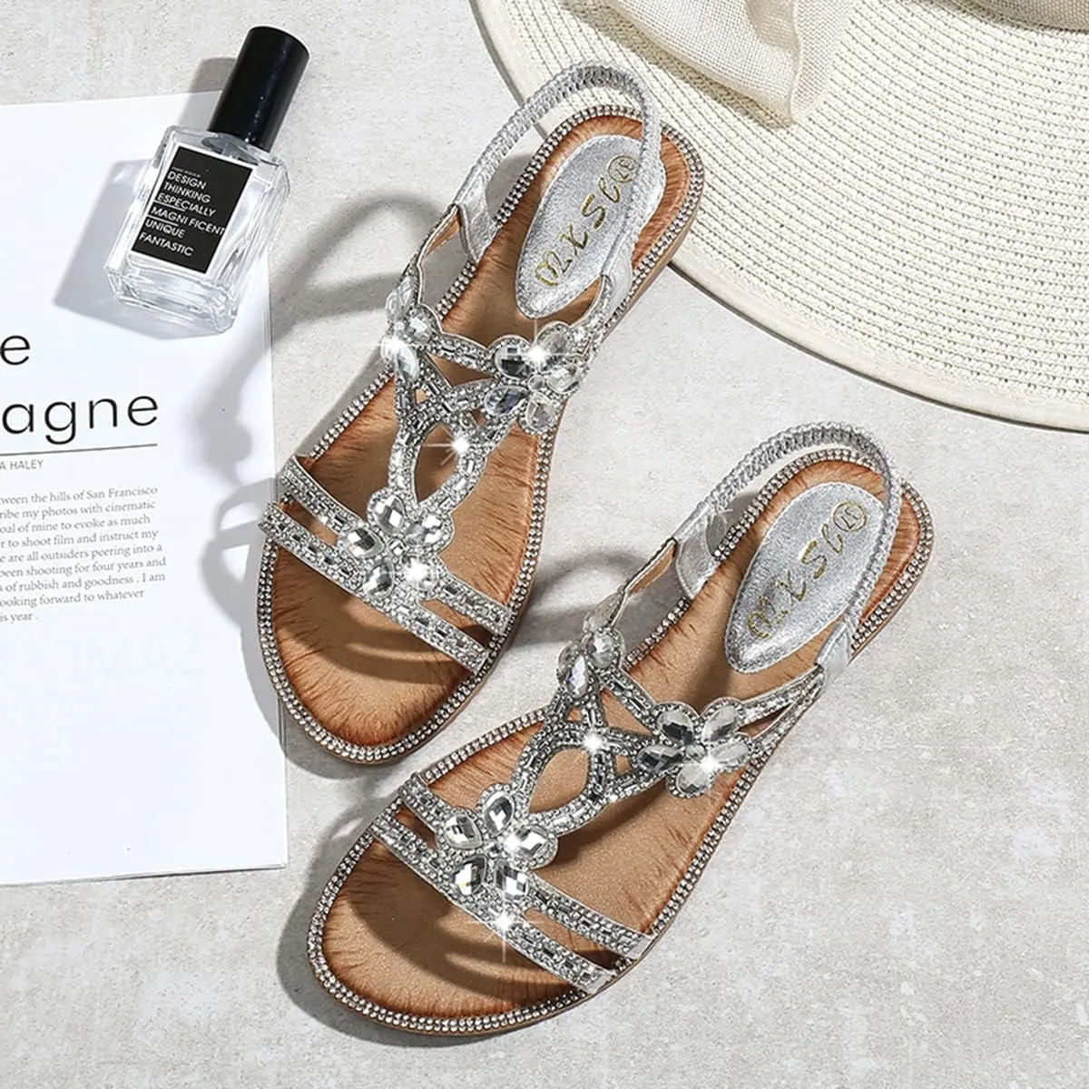 HNGHOU Women's Summer Sandal Shoes Casual Comfortable Open Toe Low Wedge Sandals
