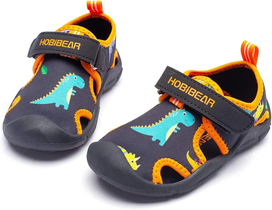 HOBIBEAR Boys Girls Water Shoes Quick Dry Closed-Toe Aquatic Sport Sandals Toddler/Little Kid
