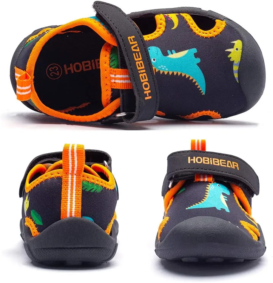 HOBIBEAR Boys Girls Water Shoes Quick Dry Closed-Toe Aquatic Sport Sandals Toddler/Little Kid