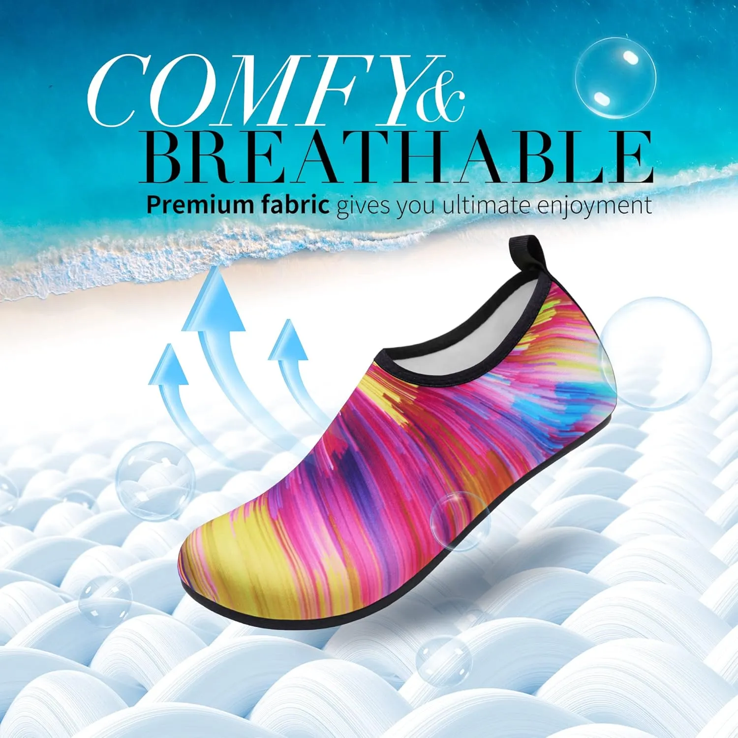 Homitem Water Shoes for Women Men Aqua Socks Swim Beach Pool River Slip-On Barefoot Quick-Dry Vacation Cruise Essentials Accessories for Yoga Kayak Sports
