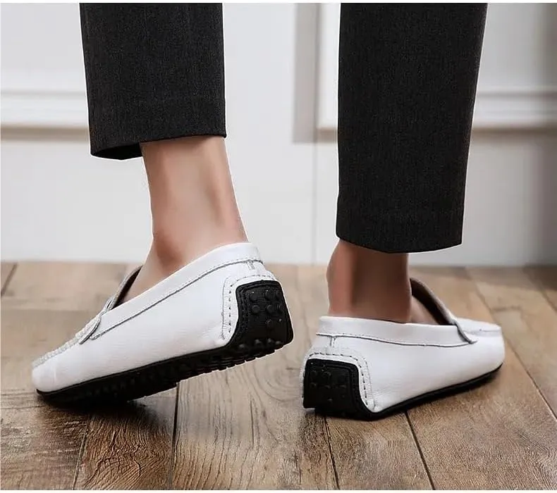 HOOENG Mens Loafers Penny Driving Loafers Vegan Leather Stitching Details Flat Heel Comfortable Flexible Party Slip On