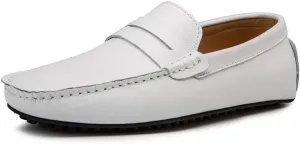 HOOENG Mens Loafers Penny Driving Loafers Vegan Leather Stitching Details Flat Heel Comfortable Flexible Party Slip On