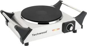Hot Plate, Techwood Single Burner for Cooking, 1500W Countertop Electric Stove with Adjustable Temperature & Stay Cool Handles, 7.5" Cooktop for RV/Home, Upgraded Version Silver