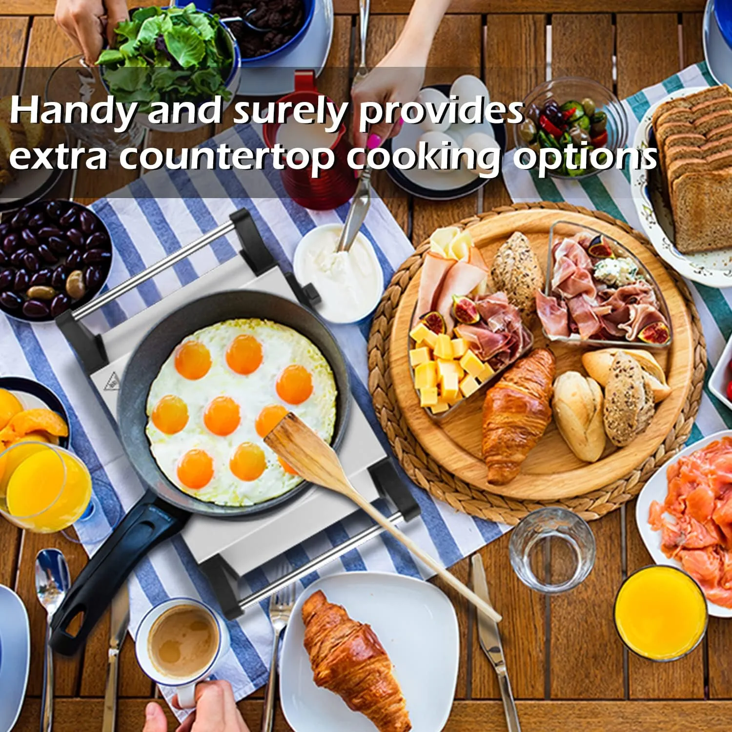 Hot Plate, Techwood Single Burner for Cooking, 1500W Countertop Electric Stove with Adjustable Temperature & Stay Cool Handles, 7.5" Cooktop for RV/Home, Upgraded Version Silver