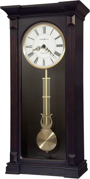 Howard Miller Gobles Wall Clock, Analog Display Brown Unique Style Swinging Pendulum Clocks with Black Finished | White Dial Quartz Movement Perfect for Bedroom, Home Decor and Office