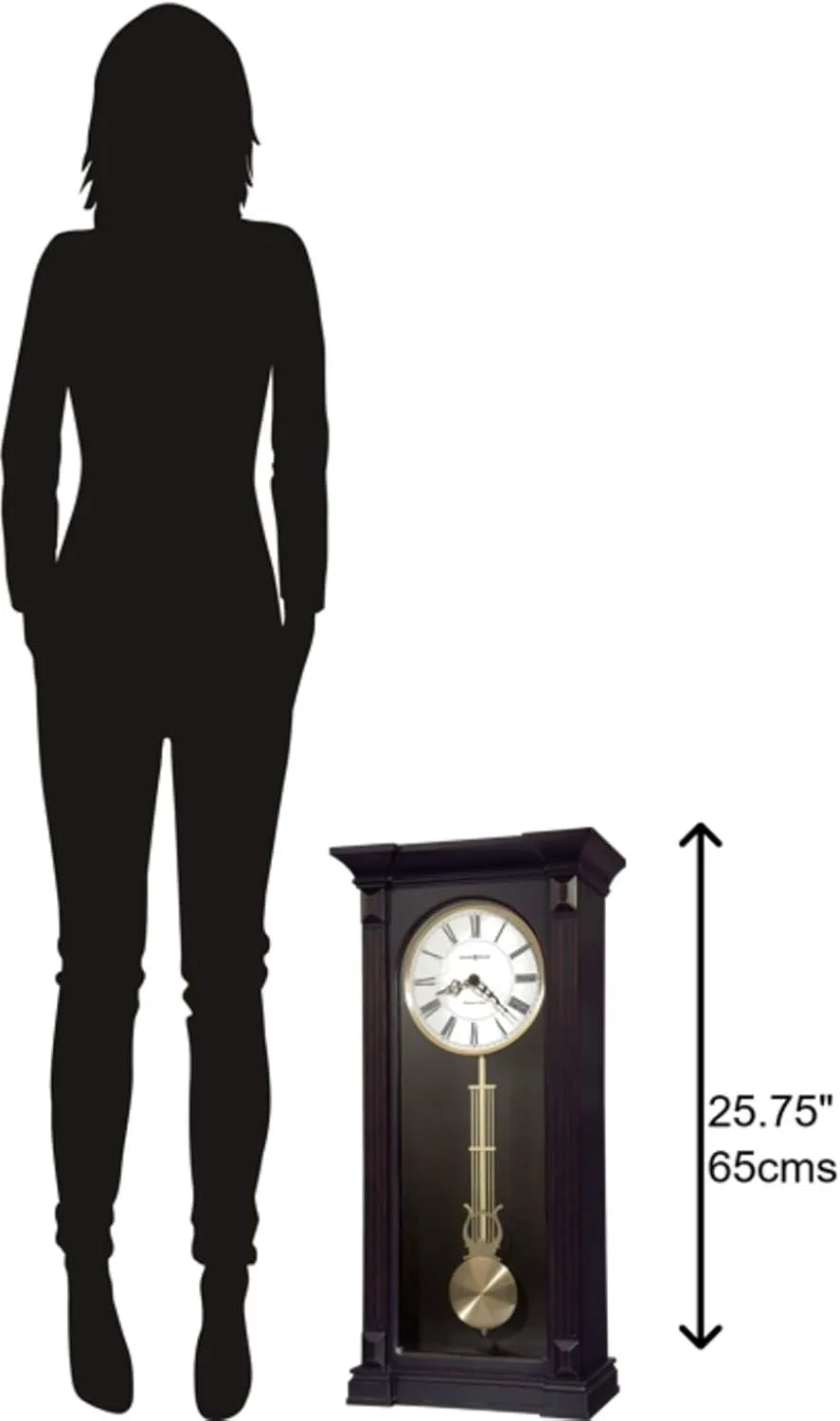 Howard Miller Gobles Wall Clock, Analog Display Brown Unique Style Swinging Pendulum Clocks with Black Finished | White Dial Quartz Movement Perfect for Bedroom, Home Decor and Office