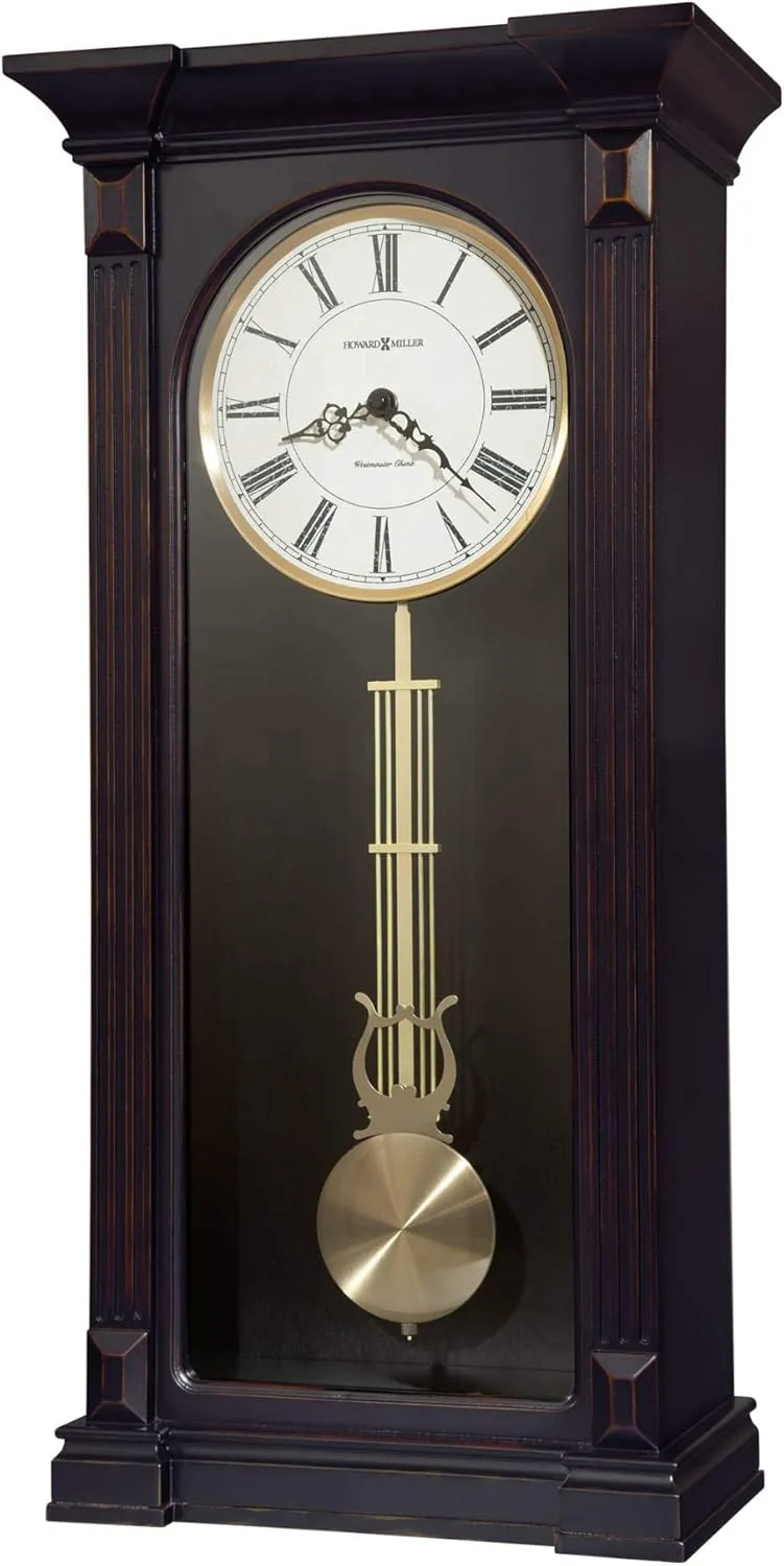 Howard Miller Gobles Wall Clock, Analog Display Brown Unique Style Swinging Pendulum Clocks with Black Finished | White Dial Quartz Movement Perfect for Bedroom, Home Decor and Office