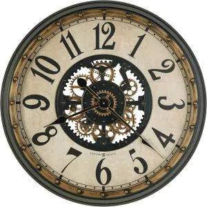 Howard Miller Malachi Wall Clock, Analog Display Arabic Numerals Quartz Movement, Huge Glass Lens Sturdy Material Classic Round Design Vintage Home Decor Idle Timepiece for Living Room & Office