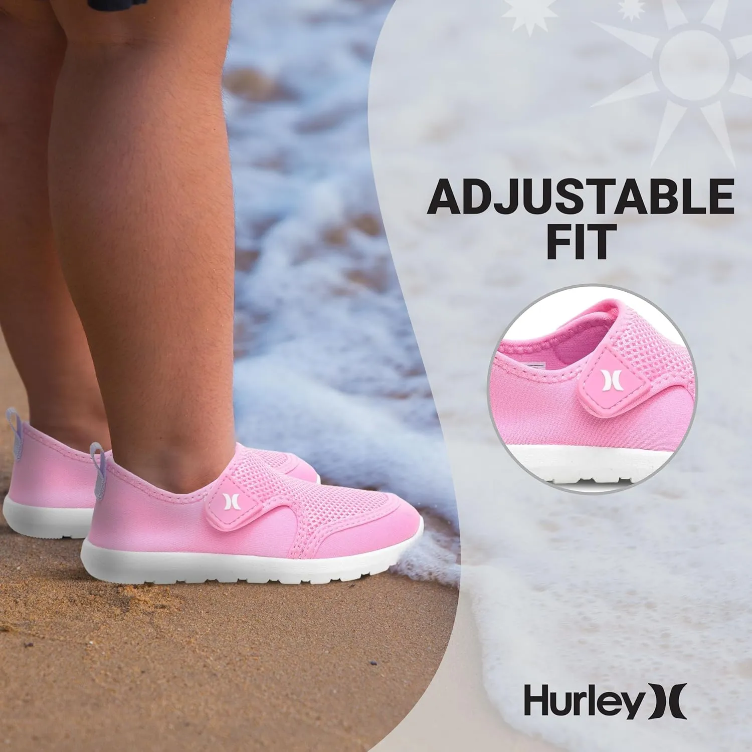 Hurley Kids Toddler Water Shoes Spence- Quick-Dry Water Shoes for Boys and Girls, Lightweight, Easy Slip-On with Adjustable Upper - for Beach, Water Play and Pool Fun