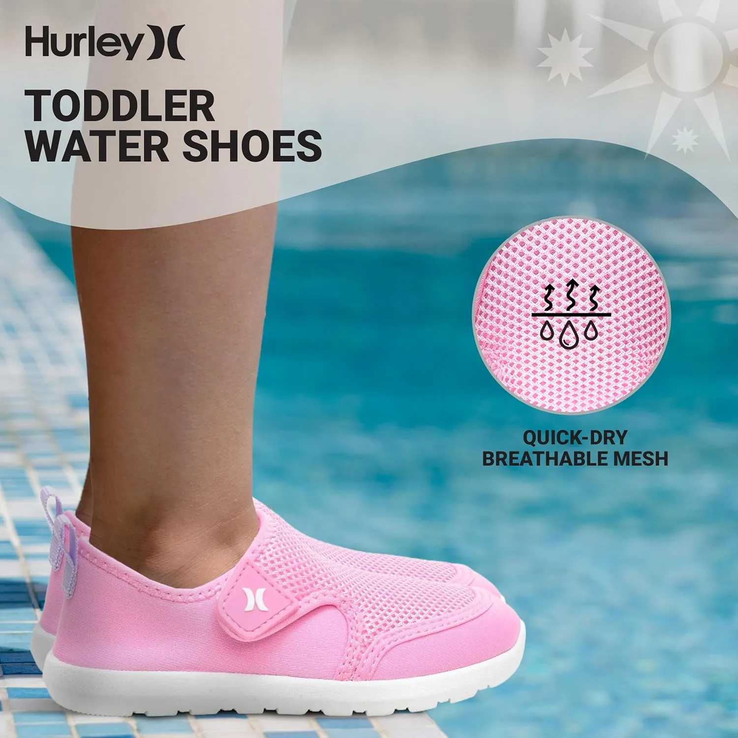 Hurley Kids Toddler Water Shoes Spence- Quick-Dry Water Shoes for Boys and Girls, Lightweight, Easy Slip-On with Adjustable Upper - for Beach, Water Play and Pool Fun