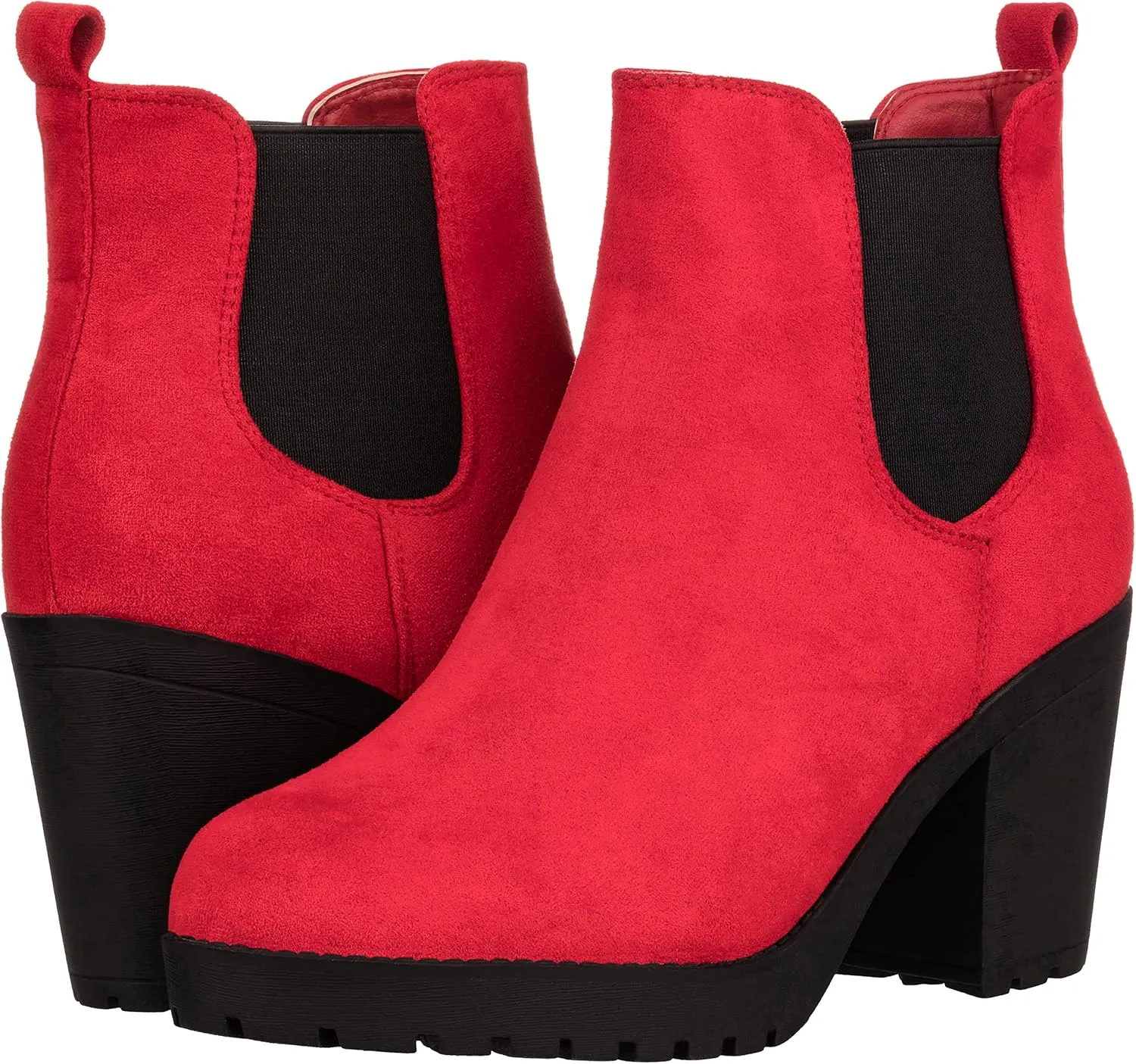 ILLUDE Women’s Classic Chelsea Bootie Chunky Mid Heel Rounded Toe Slip On Boots