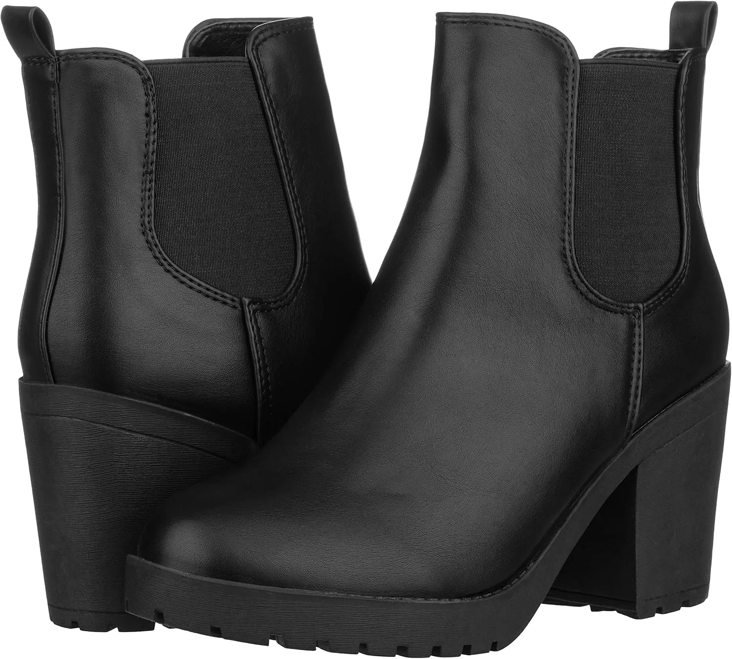 ILLUDE Women’s Classic Chelsea Bootie Chunky Mid Heel Rounded Toe Slip On Boots