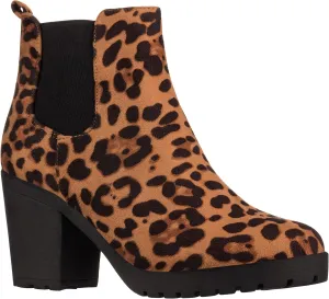 ILLUDE Women’s Classic Chelsea Bootie Chunky Mid Heel Rounded Toe Slip On Boots