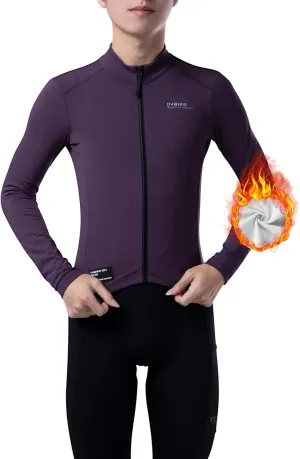 INBIKE Fleece Lined Cycling Jersey for Men Women, Winter Thermal Long Sleeve Bike Jacket with 3 Pockets, Quick Dry
