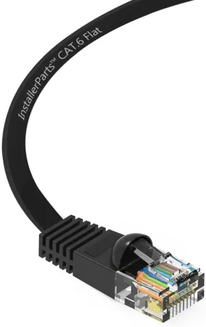InstallerParts (10 Pack Ethernet Cable CAT6 Cable Flat 0.5 FT - Black - Professional Series - 10Gigabit/Sec Network/High Speed Internet Cable, 550MHZ