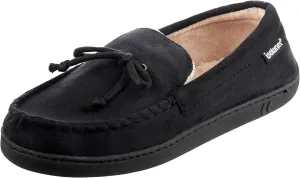 Isotoner Men's Microsuede Moccasin Slippers - Men’s Indoor and Outdoor Sole Slippers, Features Memory Foam for a Customer Fit and Arch Support for All-Day Comfort, Machine Washable