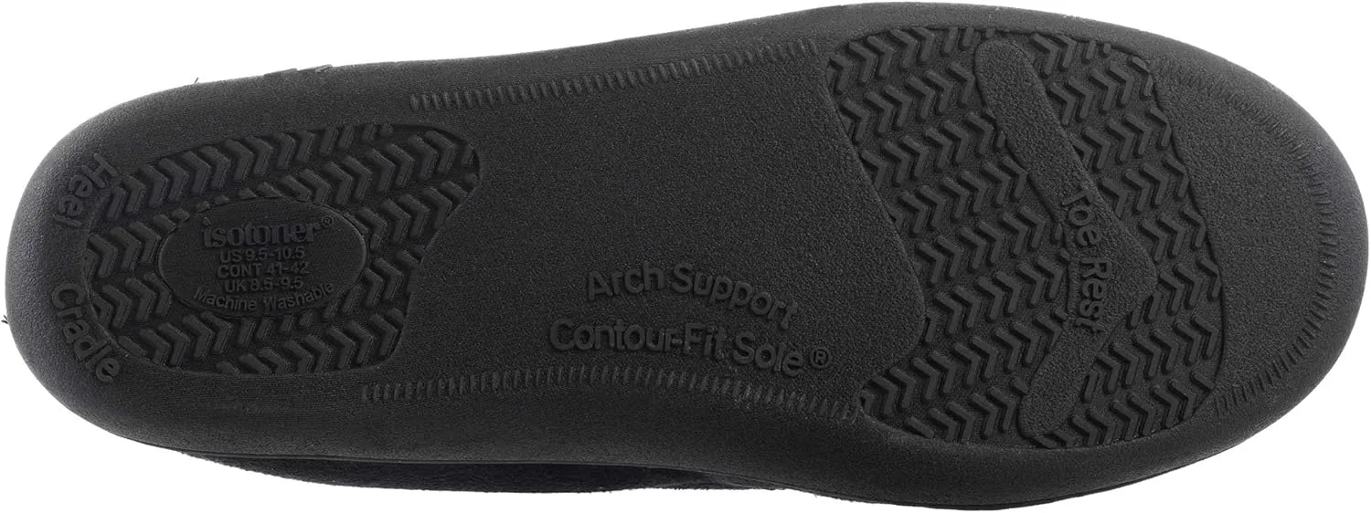 Isotoner Men's Microsuede Moccasin Slippers - Men’s Indoor and Outdoor Sole Slippers, Features Memory Foam for a Customer Fit and Arch Support for All-Day Comfort, Machine Washable