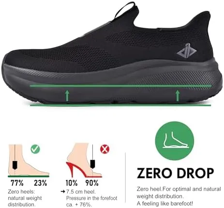 JACKSHIBO Women's Wide Toe Box Slip in Free up Hands Shoes Arch Support Orthopedic Plantar Fasciitis Slip On Walking Sneakers with Metatarsal Pad