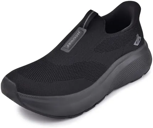 JACKSHIBO Women's Wide Toe Box Slip in Free up Hands Shoes Arch Support Orthopedic Plantar Fasciitis Slip On Walking Sneakers with Metatarsal Pad