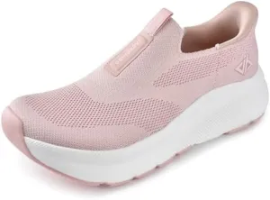 JACKSHIBO Women's Wide Toe Box Slip in Free up Hands Shoes Arch Support Orthopedic Plantar Fasciitis Slip On Walking Sneakers with Metatarsal Pad