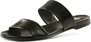 JATAREA Slip-On Flat Leather Slides for Women | Two Strap Open Toe Beach Sandals - BOJRA & ABANTI