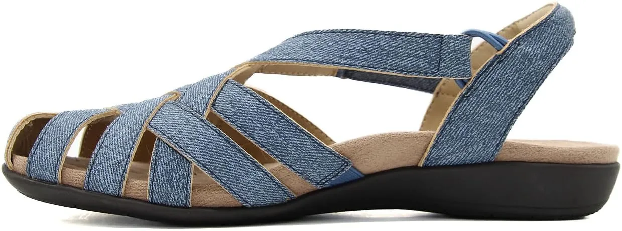 JBU Bonnie Encore Women's Comfort Casual Adjustable Ankle Strap Round Toe Classic Flat Sandal