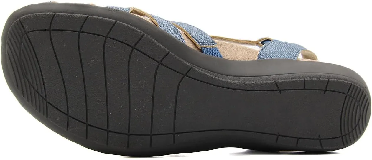 JBU Bonnie Encore Women's Comfort Casual Adjustable Ankle Strap Round Toe Classic Flat Sandal