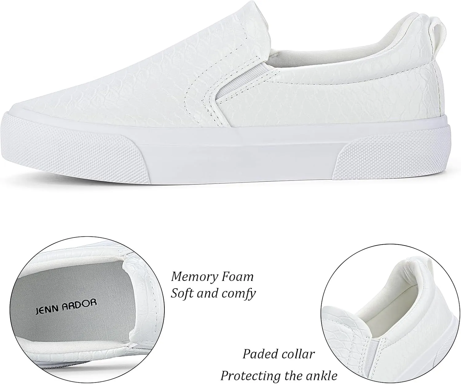 JENN ARDOR Womens Slip On Sneakers Perforated/Quilted Casual Shoes Fashion Walking Flats