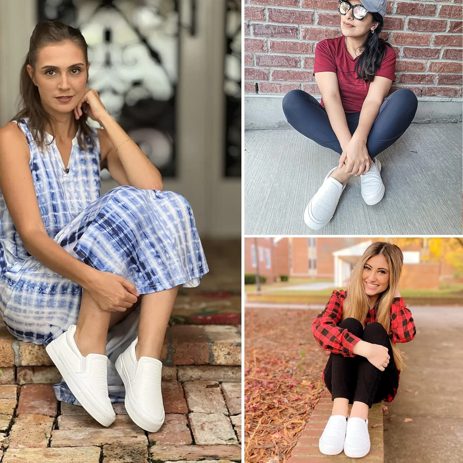 JENN ARDOR Womens Slip On Sneakers Perforated/Quilted Casual Shoes Fashion Walking Flats
