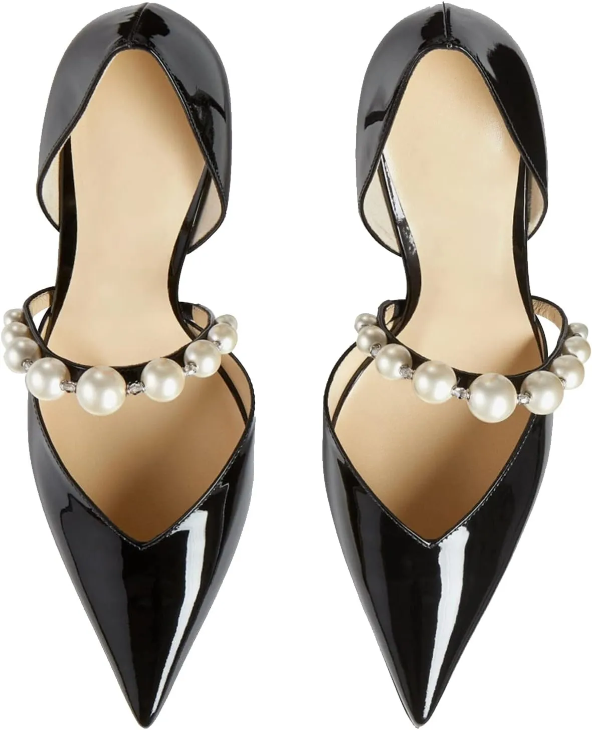 JiaBinji Women Pearl Heels Strappy Sandals Pointed Toe Backless Stiletto Slip On Pumps Dress Bridal Party Pumps