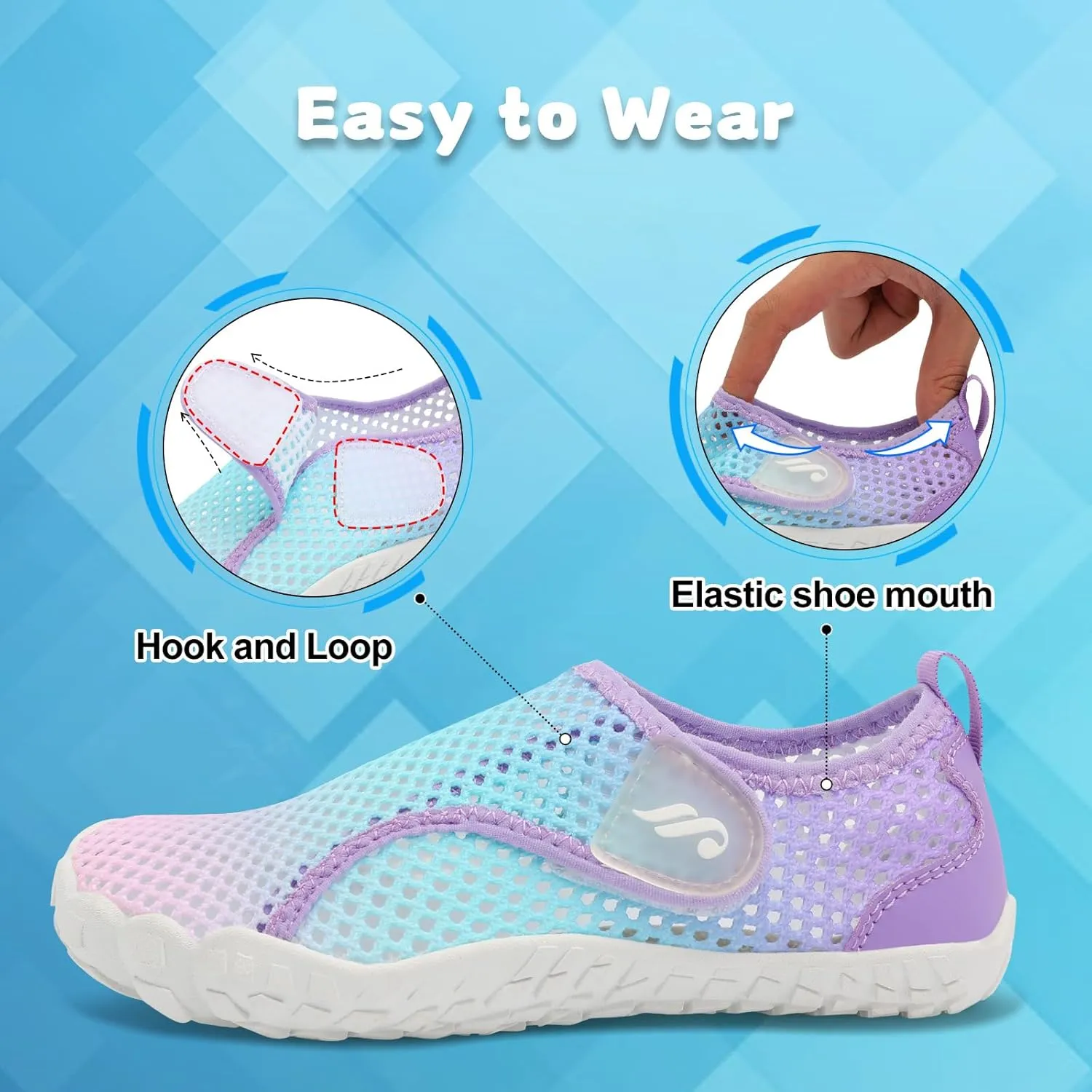 JIASUQI Kids Water Shoes for Boys Girls Barefoot Swim Beach Shoes Quick Dry Hiking Shoes Sneakers for Kids