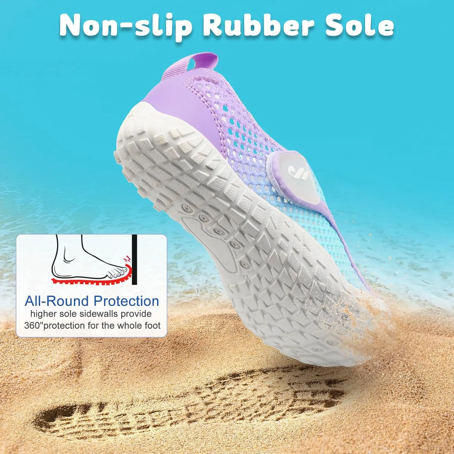 JIASUQI Kids Water Shoes for Boys Girls Barefoot Swim Beach Shoes Quick Dry Hiking Shoes Sneakers for Kids