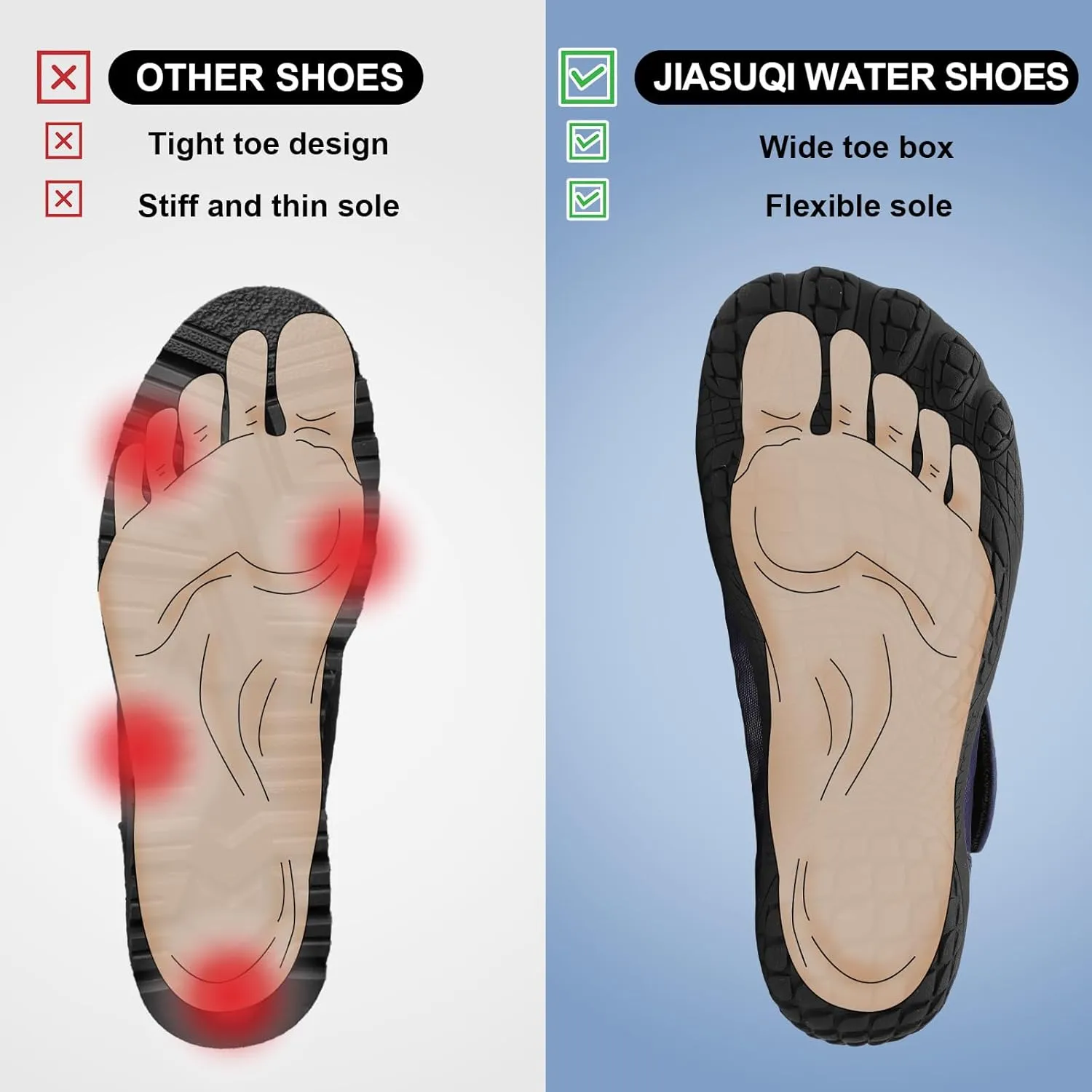 JIASUQI Water Shoes for Men Women Barefoot Swim Beach Shoes Quick Dry Hiking Shoes Sneakers for Adults