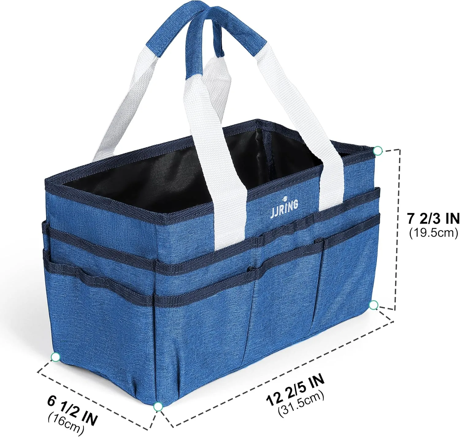 JJRING Craft Organizer Tote Bag, Art Storage Caddy with Multiple Pockets, Blue Sewing Bag for Art, Craft, Scrapbooking, School, Medical, and Office Supplies Storage