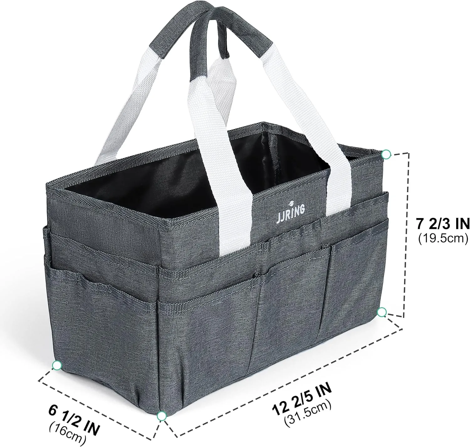 JJRING Craft Organizer Tote Bag, Art Storage Caddy with Multiple Pockets, Grey Sewing Bag for Art, Craft, Scrapbooking, Medical, and Office Supplies Storage