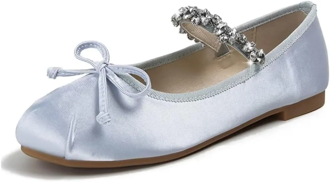 JOEupin Women's Pink Ballet Flats with Bow - Comfortable & Lightweight Shoes | Ballet Flats with Strap | Non-Slip Sole & Cushioned Arch Support Slip-On Shoes for Wedding/Work